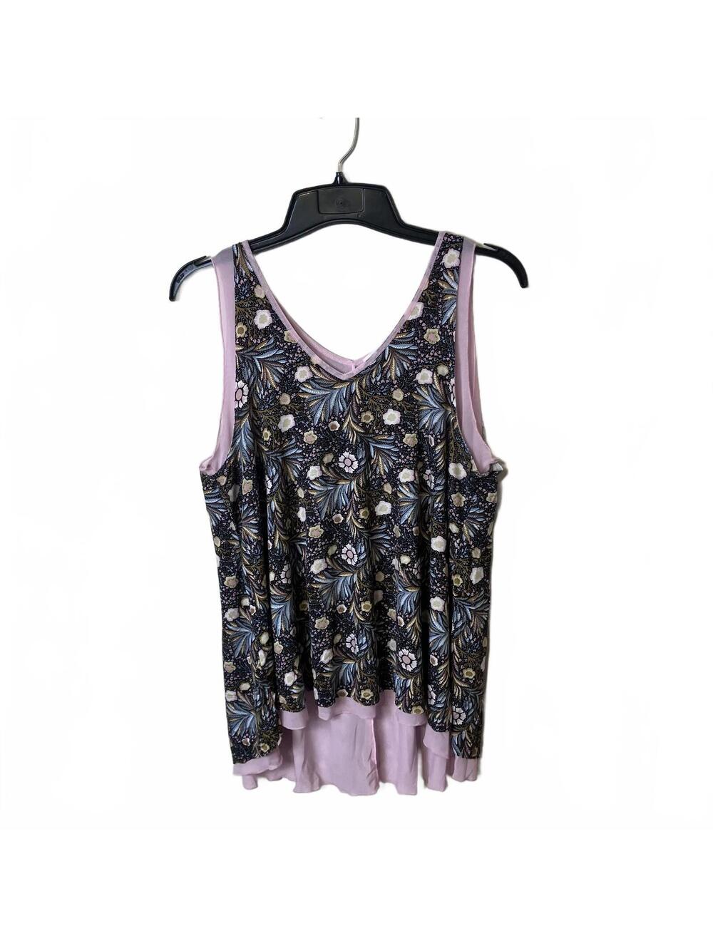 Grace & Lace Boutique Floral Coquette Layered V-Neck Boho Sleeveless Top Medium